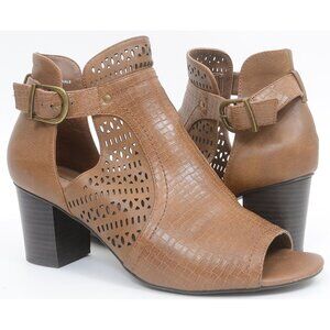 Cloudwalkers by Avenue Spruce Women's 9.5 WIDE Peep-Toe Bootie Caged Heels